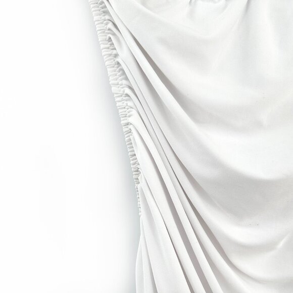 Norma Kamali Diana White Off Shoulder Shirred Stretchy Fitted Midi Dress sz S - Picture 5 of 15